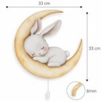 Veilleuse Murale Enfant Lapin Endormi sur la Lune | Chambre Bébé | Cozy Collections
