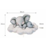 Veilleuse Murale Enfant Éléphant Endormi sur Nuage | Lampe LED Bébé | Cozy Collections
