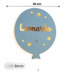 Veilleuse Ballon Personnalisée avec Prénom | Veilleuse Murale LED en Bois pour Chambre Bébé et Enfant | Cozy Collections