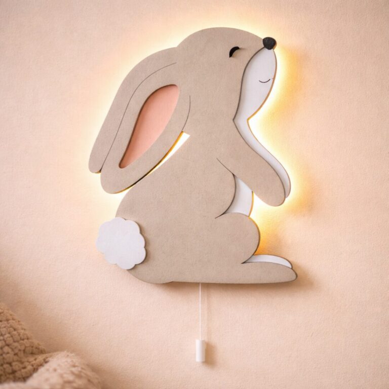 Veilleuse Murale Enfant Lapin Lop Bois LED Multi-Couches | Cozy Collections