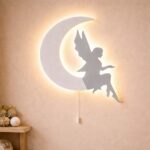 Veilleuse Murale Fée sur Lune LED Bois | Chambre Fille Magie | Cozy Collections