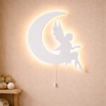 Veilleuse Murale Fée sur Lune LED Bois | Chambre Fille Magie | Cozy Collections