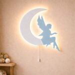Veilleuse Murale Fée sur Lune LED Bois | Chambre Fille Magie | Cozy Collections