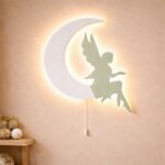 Veilleuse Murale Fée sur Lune LED Bois | Chambre Fille Magie | Cozy Collections