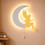 Veilleuse Murale Fée sur Lune LED Bois | Chambre Fille Magie | Cozy Collections