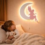 Veilleuse Murale Fée sur Lune LED Bois | Chambre Fille Magie | Cozy Collections