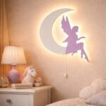 Veilleuse Murale Fée sur Lune LED Bois | Chambre Fille Magie | Cozy Collections