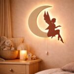 Veilleuse Murale Fée sur Lune LED Bois | Chambre Fille Magie | Cozy Collections
