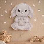 Veilleuse Murale Lapin Gris & Étoile LED | Chambre Bébé Enfant | Cozy Collections