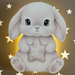 Veilleuse Murale Lapin Gris & Étoile LED | Chambre Bébé Enfant | Cozy Collections