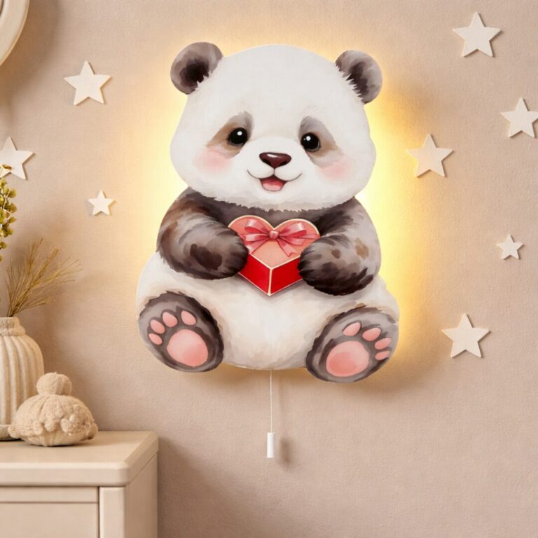 Veilleuse Murale Panda Kawaii & Cœur LED | Chambre Bébé Enfant | Cozy Collections