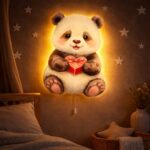 Veilleuse Murale Panda Kawaii & Cœur LED | Chambre Bébé Enfant | Cozy Collections