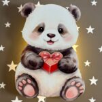 Veilleuse Murale Panda Kawaii & Cœur LED | Chambre Bébé Enfant | Cozy Collections