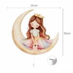 Veilleuse Murale Princesse Assise sur la Lune | LED Chambre Fille | Cozy Collections