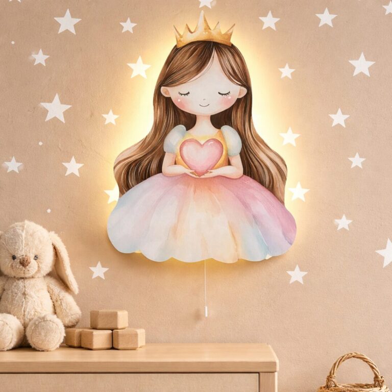 Veilleuse Murale Princesse Couronne & Cœur LED | Chambre Fille | Cozy Collections
