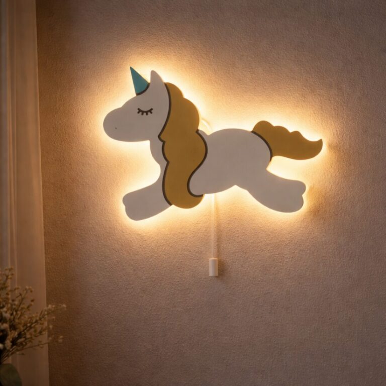 Veilleuse Murale Licorne Corps Entier LED Bois | Chambre Fille | Cozy Collections