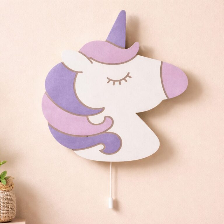 Veilleuse Murale Licorne Bois LED | Chambre Fille Bébé 3 Coloris | Cozy Collections