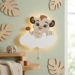 Veilleuse Murale Lionceau Nuage Prénom LED | Bois Personnalisée | Cozy Collections