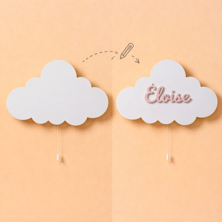 Veilleuse Nuage Personnalisée Murale LED avec Prénom | Lampe Murale Chambre Bébé et Enfant | Cozy Collections