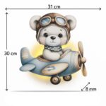 Veilleuse Murale Ours Blanc Avion Aquarelle | LED Bébé Chambre | Cozy Collections