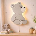 Veilleuse Murale Ourson Assis LED Bois | Chambre Bébé Enfant | Cozy Collections