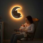Veilleuse Murale Ourson Endormi sur Lune LED | Multi-Couleurs | Cozy Collections