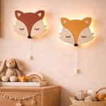 Veilleuse Murale Renard Bois LED | Chambre Bébé Enfant 2 Coloris